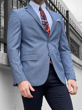 Load image into Gallery viewer, Louis Slim Fit High Quality Blue & Gray Blazer