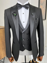 Load image into Gallery viewer, Luxe Slim Fit Dovetail Collared Black Tuxedo
