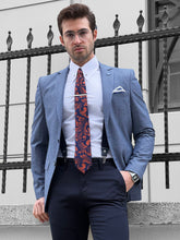 Load image into Gallery viewer, Louis Slim Fit High Quality Blue & Gray Blazer