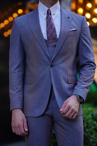 Jude Slim Fit High Quality Patterned Grey Woolen Suit