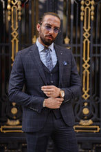Load image into Gallery viewer, Craig Slim Fit Navy Blue Plaid Detailed Suit
