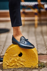 Oliver Special Designed Tasseled Detailed Navy Loafer