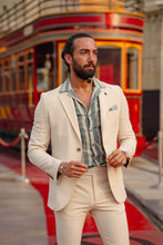 Load image into Gallery viewer, Myles Slim Fit Mono Collared Beige Suit
