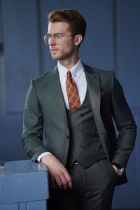 Simon Slim Fit Green Woolen Suit