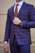 Load image into Gallery viewer, Jude Slim Fit Plaid Navy &amp; Blue Woolen Combination Suit
