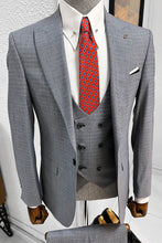 Load image into Gallery viewer, Simon Slim Fit High Quality Grey &amp; Navy Woolen Suit
