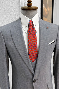 Simon Slim Fit High Quality Grey & Navy Woolen Suit