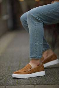 Stanley New Collection Eva Sole Nubuck Strap Loafer in Camel