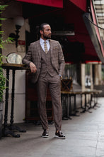 Load image into Gallery viewer, Craig Slim Fit Brown Plaid Detailed Suit
