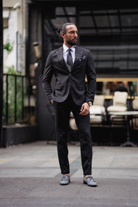 Craig Slim Fit Black Plaid Detailed Suit