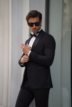 Load image into Gallery viewer, Simon Slim Fit High Quality Shawl Collar Black Tuxedo Suıt
