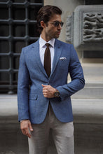 Load image into Gallery viewer, Simon Slim Fit High Quality Mono Collared Knitted Blue Blazer

