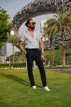 Load image into Gallery viewer, Myles Slim Fit High Collared Navy Patterned Shirt
