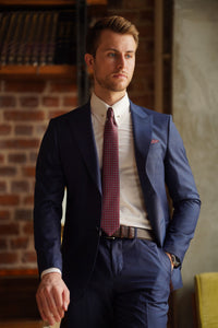 Simon Slim Fit High Quality Special Production Wool Navy Blue Suit