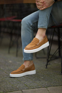 Stanley New Collection Eva Sole Nubuck Strap Loafer in Camel