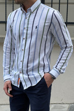 Load image into Gallery viewer, Simon Slim Fit Special Production High Quality White &amp; Green Shirt
