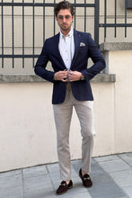 Load image into Gallery viewer, Simon Sim Fit Self Patterned Navy Blue Blazer Only
