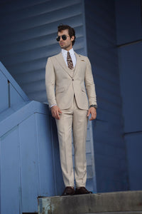 Simon Slim-fit Beige Wool Suit