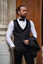 Load image into Gallery viewer, Myles Slim Fit Velvet Lapeled Black Tuxedo
