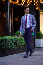 Load image into Gallery viewer, Jude High Quality Slim-fit Pointed Collar Plaid Wool Blue Blazer
