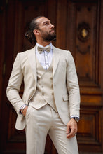 Load image into Gallery viewer, Myles Slim Fit Beige Linen Wedding Suit
