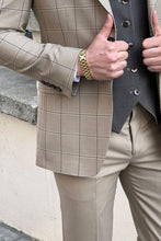 Load image into Gallery viewer, Simon Sim Fit Plaid Beige Woolen Combination Suit
