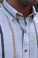 Load image into Gallery viewer, Simon Slim Fit Special Production High Quality White &amp; Navy Shirt
