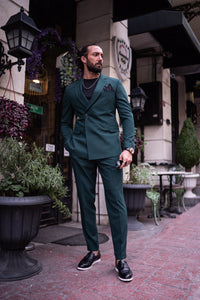 Watt Slim Fit Green Exclusive Suit with Belt Buckle Detail