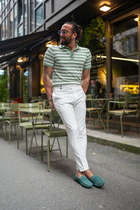 Watt Slim Fit Double Button White Pants