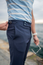 Load image into Gallery viewer, Watt Slim Fit Double Button Navy Pants
