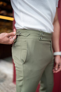 Watt Slim Fit Double Button Green Pants