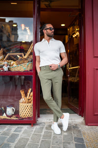 Watt Slim Fit Self-Patterned Short Sleeve White Knitwear