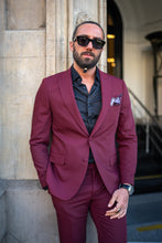 Load image into Gallery viewer, Watt Slim Fit Special Design Burgundy Plain Tuxedo Suit
