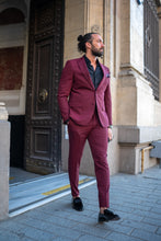 Load image into Gallery viewer, Watt Slim Fit Special Design Burgundy Plain Tuxedo Suit
