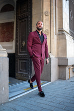 Load image into Gallery viewer, Watt Slim Fit Special Design Burgundy Plain Tuxedo Suit
