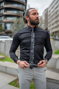 Watt Slim Fit Lycra Black Shirt