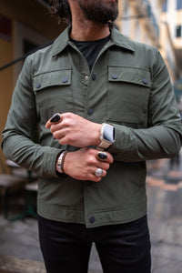 Watt Slim Fit Seasonal Coat with Shirt Collar and Metal Button
