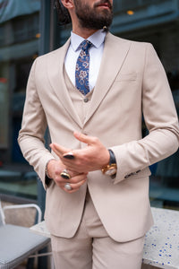 Watt Slim Fit Special Design Beige Suit