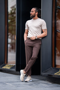 Watt Slim Fit Brown Pants