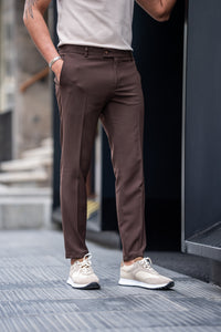 Watt Slim Fit Brown Pants