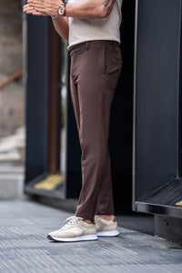 Watt Slim Fit Brown Pants