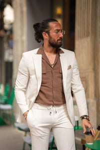 Watt Slim Fit Sport Cut Seersucker Beige Suit