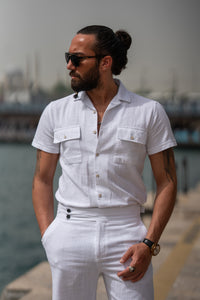 Watt Slim Fit White Short Sleeve Shirt