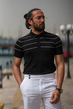 Load image into Gallery viewer, Watt Slim Fit Black Stripe Polo Tees
