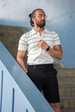 Load image into Gallery viewer, Watt Slim Fit White Knitwear with Stripe Detail
