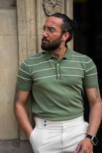 Load image into Gallery viewer, Watt Slim Fit Green Knitwear with Stripe Detail
