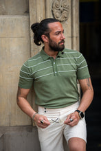 Load image into Gallery viewer, Watt Slim Fit Green Knitwear with Stripe Detail
