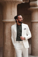 Load image into Gallery viewer, Monarch Special Design Mono Collar Detailed Suit – White
