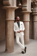 Load image into Gallery viewer, Monarch Special Design Mono Collar Detailed Suit – White
