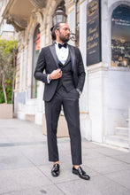 Load image into Gallery viewer, Abboud Slim Fit Satin Collared Black Tuxedo
